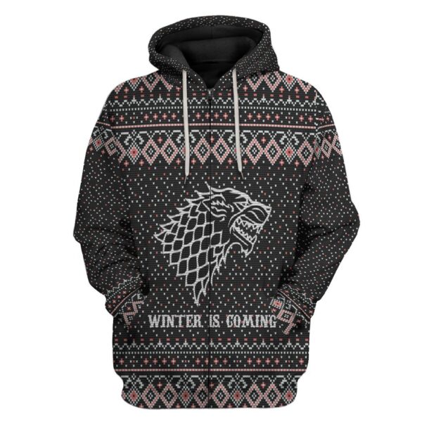 Gearhuman 3D Winter Is Coming Ugly Sweater Custom Hoodie Apparel GC081015 3D Apparel Zip Hoodie S
