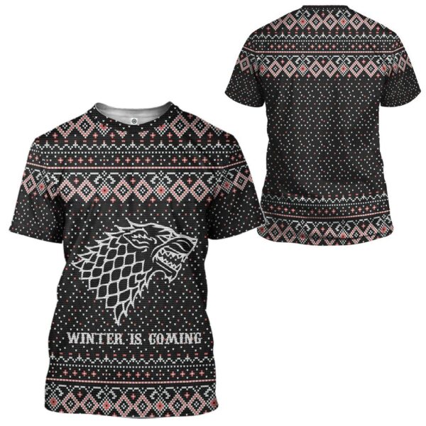Gearhuman 3D Winter Is Coming Ugly Sweater Custom Tshirt Apparel GC081015 3D T-shirt