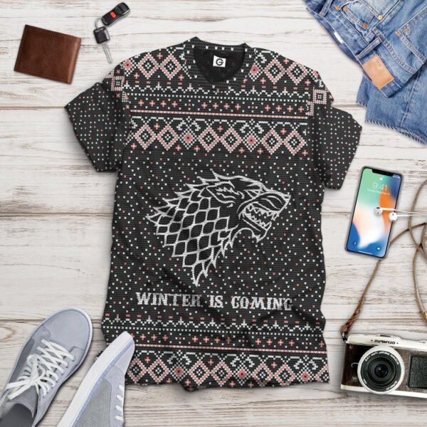 Gearhuman 3D Winter Is Coming Ugly Sweater Custom Tshirt Apparel GC081015 3D T-shirt 