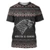 Gearhuman 3D Winter Is Coming Ugly Sweater Custom Tshirt Apparel GC081015 3D T-shirt T-Shirt S