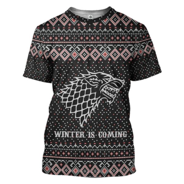Gearhuman 3D Winter Is Coming Ugly Sweater Custom Tshirt Apparel GC081015 3D T-shirt T-Shirt S 