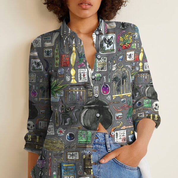 Gearhuman 3D Witchcraft The Witch Linen Shirt For Woman GV300918 Linen Shirt
