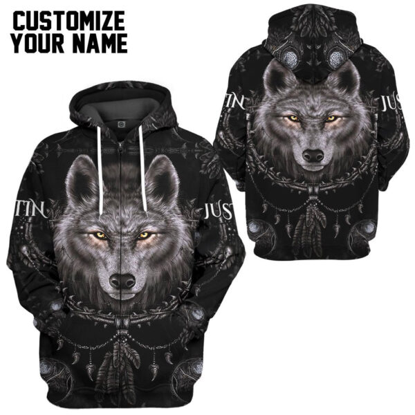 Gearhuman 3D Wolf Dreamcatcher Custom Name Tshirt Hoodie Apparel GB100310 3D Apparel