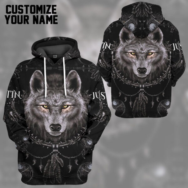 Gearhuman 3D Wolf Dreamcatcher Custom Name Tshirt Hoodie Apparel GB100310 3D Apparel