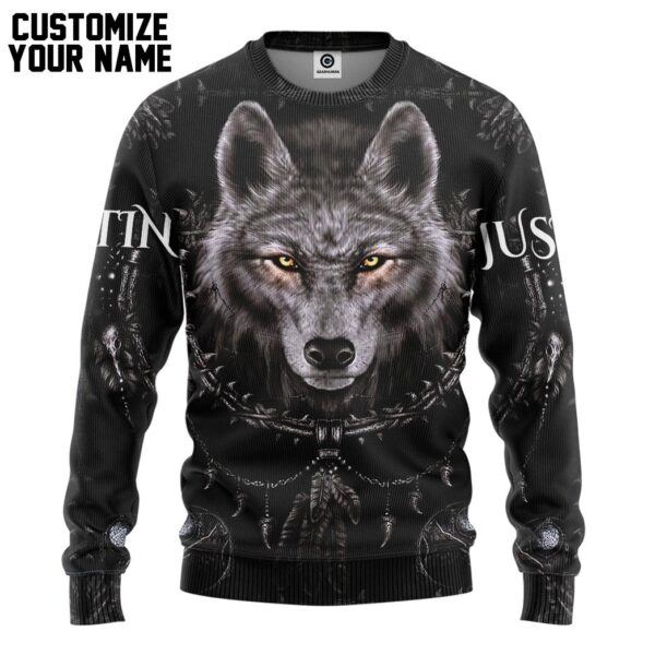 Gearhuman 3D Wolf Dreamcatcher Custom Name Tshirt Hoodie Apparel GB100310 3D Apparel Long Sleeve S