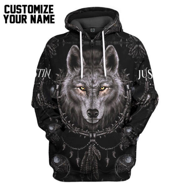 Gearhuman 3D Wolf Dreamcatcher Custom Name Tshirt Hoodie Apparel GB100310 3D Apparel Zip Hoodie S