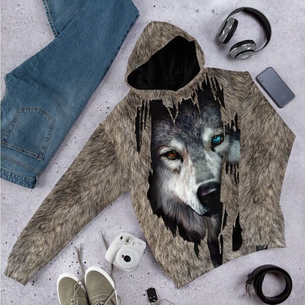Gearhuman 3D Wolf Fleece Tshirt Hoodie Apparel ZZ08072133 3D Apparel 