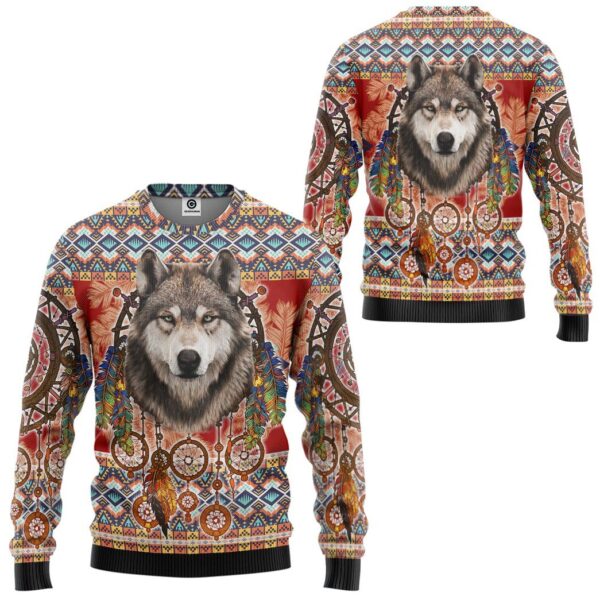 Gearhuman 3D Wolf Native American Tshirt Hoodie Apparel GB03033 3D Apparel