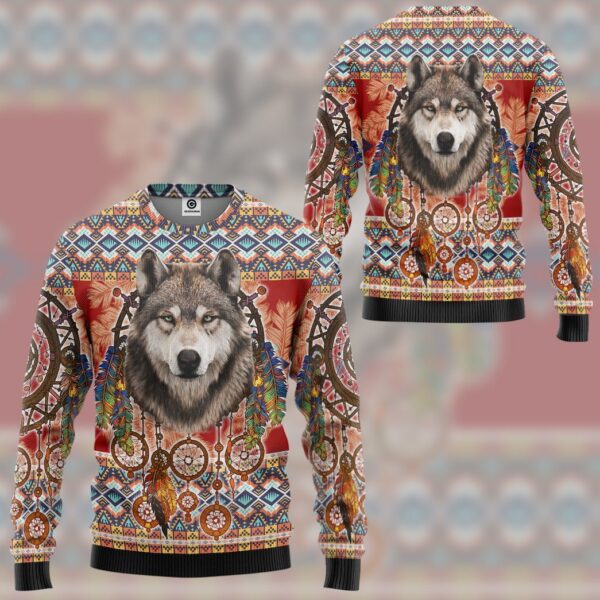 Gearhuman 3D Wolf Native American Tshirt Hoodie Apparel GB03033 3D Apparel