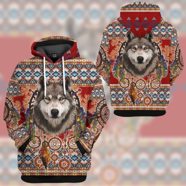 Gearhuman 3D Wolf Native American Tshirt Hoodie Apparel GB03033 3D Apparel