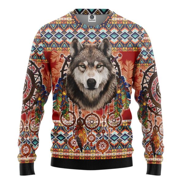 Gearhuman 3D Wolf Native American Tshirt Hoodie Apparel GB03033 3D Apparel Long Sleeve S
