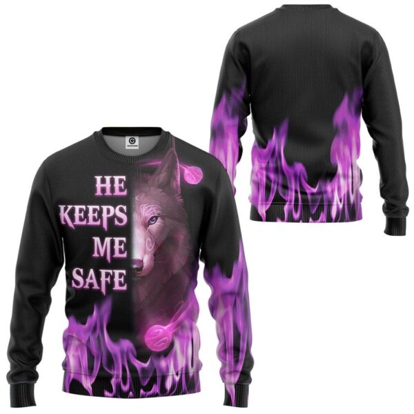 Gearhuman 3D Wolf Pink He Keep Me Safe Custom Tshirt Hoodie Apparel GK18012 3D Apparel