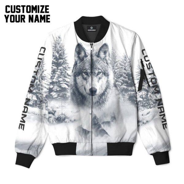 Gearhuman 3D Wolf Snow Custom Name Bomber GB03035 Bomber Jacket Bomber S