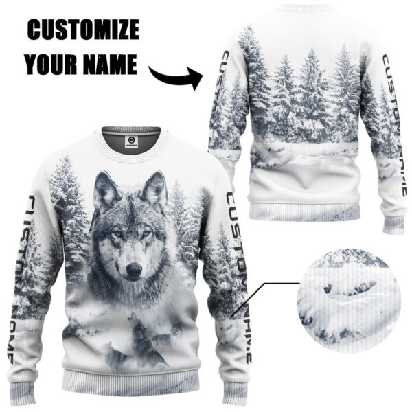 Gearhuman 3D Wolf Snow Custom Name Tshirt Hoodie Apparel GB180214 3D Apparel