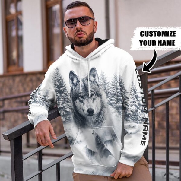 Gearhuman 3D Wolf Snow Custom Name Tshirt Hoodie Apparel GB180214 3D Apparel