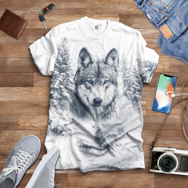 Gearhuman 3D Wolf Snow Custom Name Tshirt Hoodie Apparel GB180214 3D Apparel