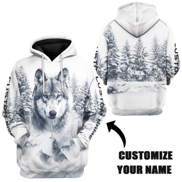 Gearhuman 3D Wolf Snow Custom Name Tshirt Hoodie Apparel GB180214 3D Apparel