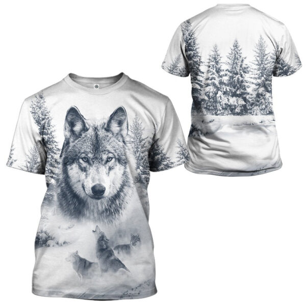 Gearhuman 3D Wolf Snow Custom Name Tshirt Hoodie Apparel GB180214 3D Apparel