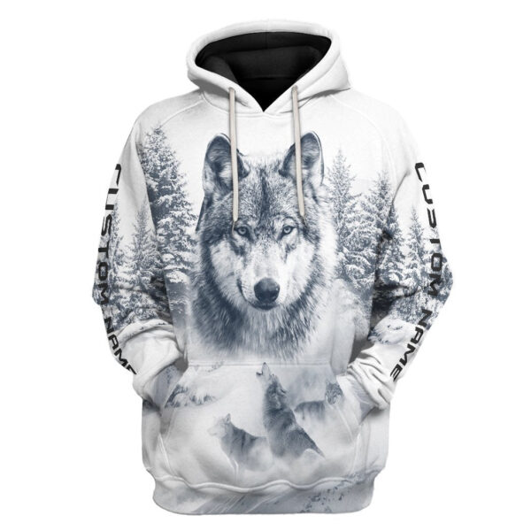 Gearhuman 3D Wolf Snow Custom Name Tshirt Hoodie Apparel GB180214 3D Apparel Hoodie S