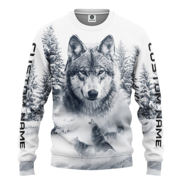 Gearhuman 3D Wolf Snow Custom Name Tshirt Hoodie Apparel GB180214 3D Apparel Long Sleeve S