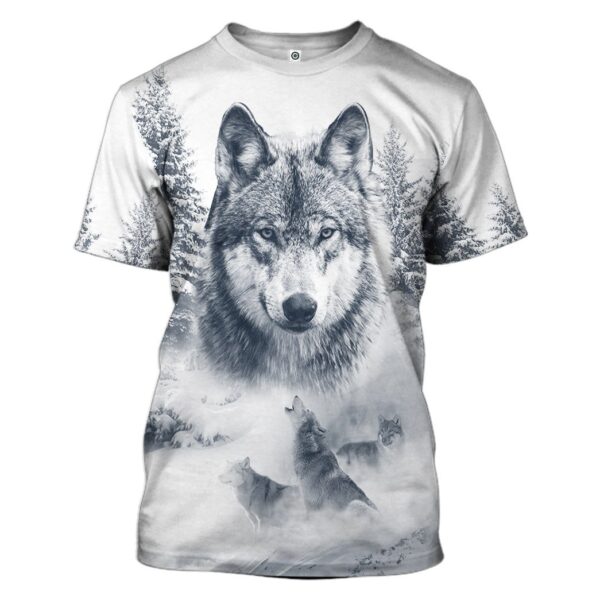 Gearhuman 3D Wolf Snow Custom Name Tshirt Hoodie Apparel GB180214 3D Apparel T-Shirt S