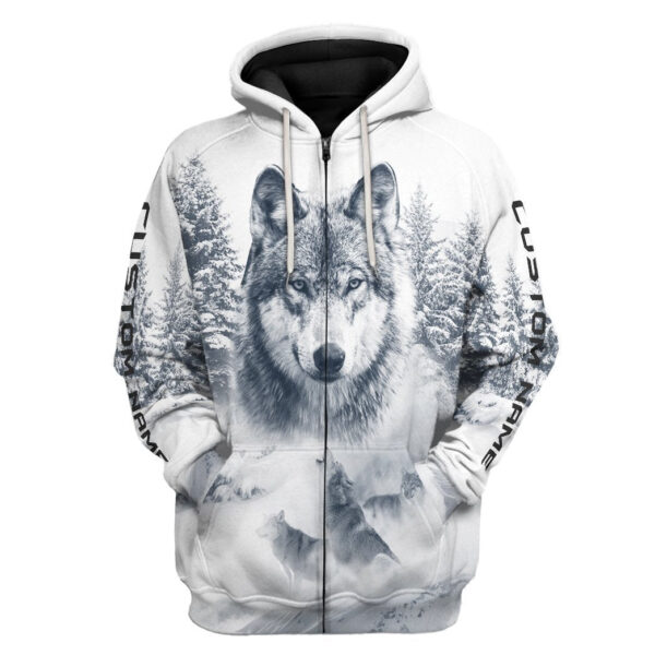 Gearhuman 3D Wolf Snow Custom Name Tshirt Hoodie Apparel GB180214 3D Apparel Zip Hoodie S