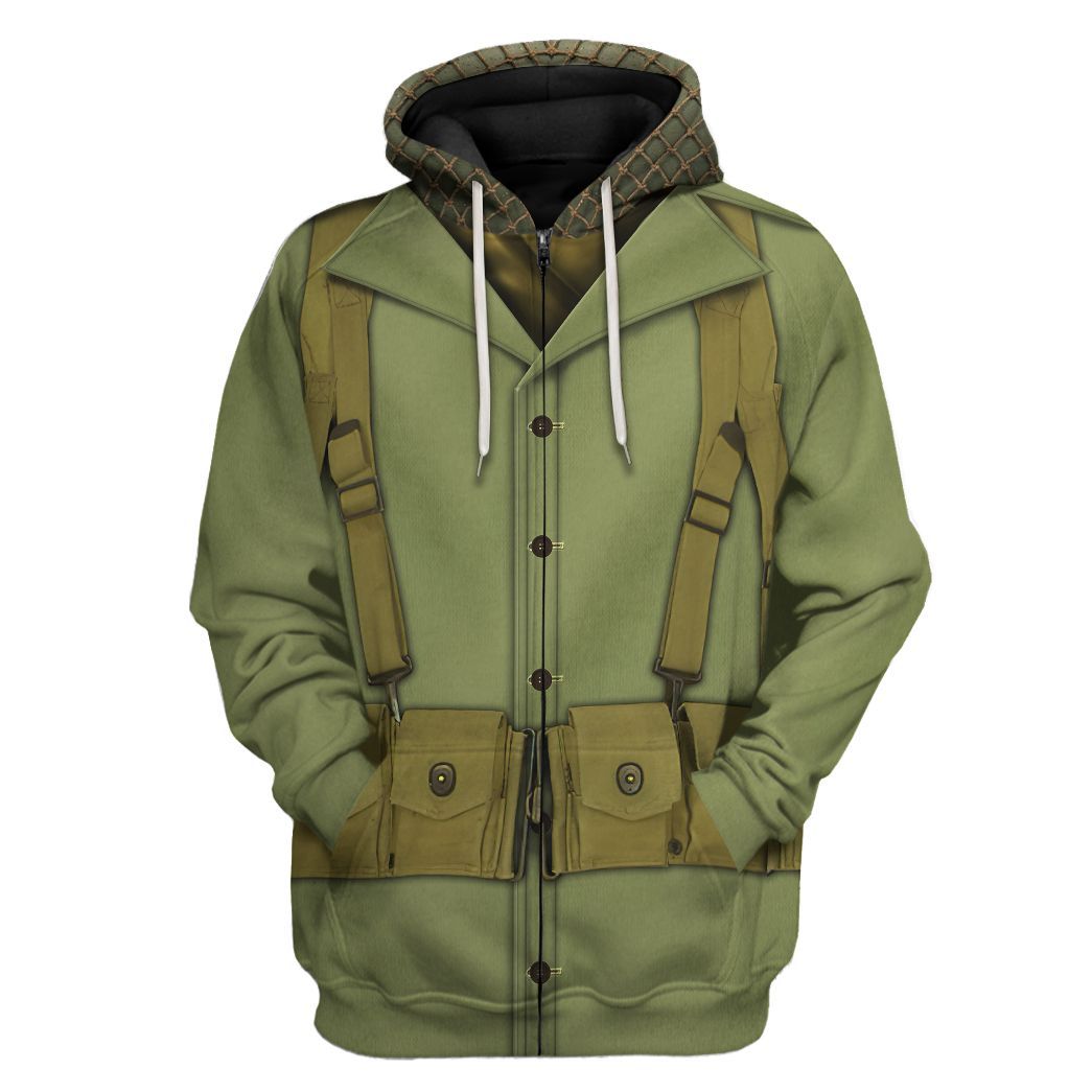 Gearhuman 3D WWII Soldier Custom Tshirt Hoodie Appreal CK19114 3D Apparel Zip Hoodie S