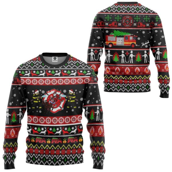 Gearhuman 3D Xmas Firefighter Ugly Christmas Sweater Custom Sweatshirt Apparel GV071011 Sweatshirt