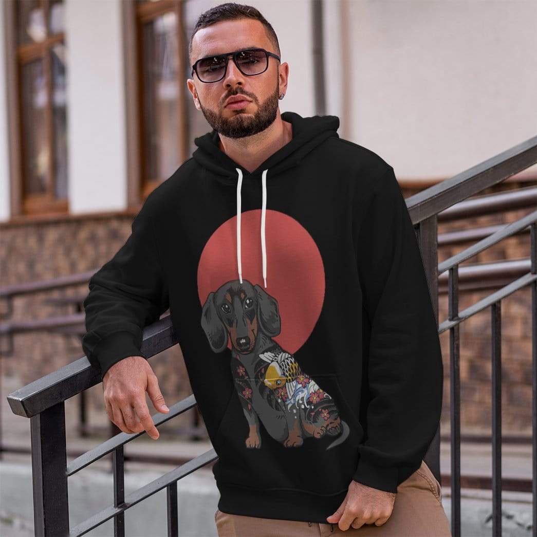 Gearhuman 3D Yakuza Dachshund Custom Hoodie Apparel GN170819 3D Custom Fleece Hoodies