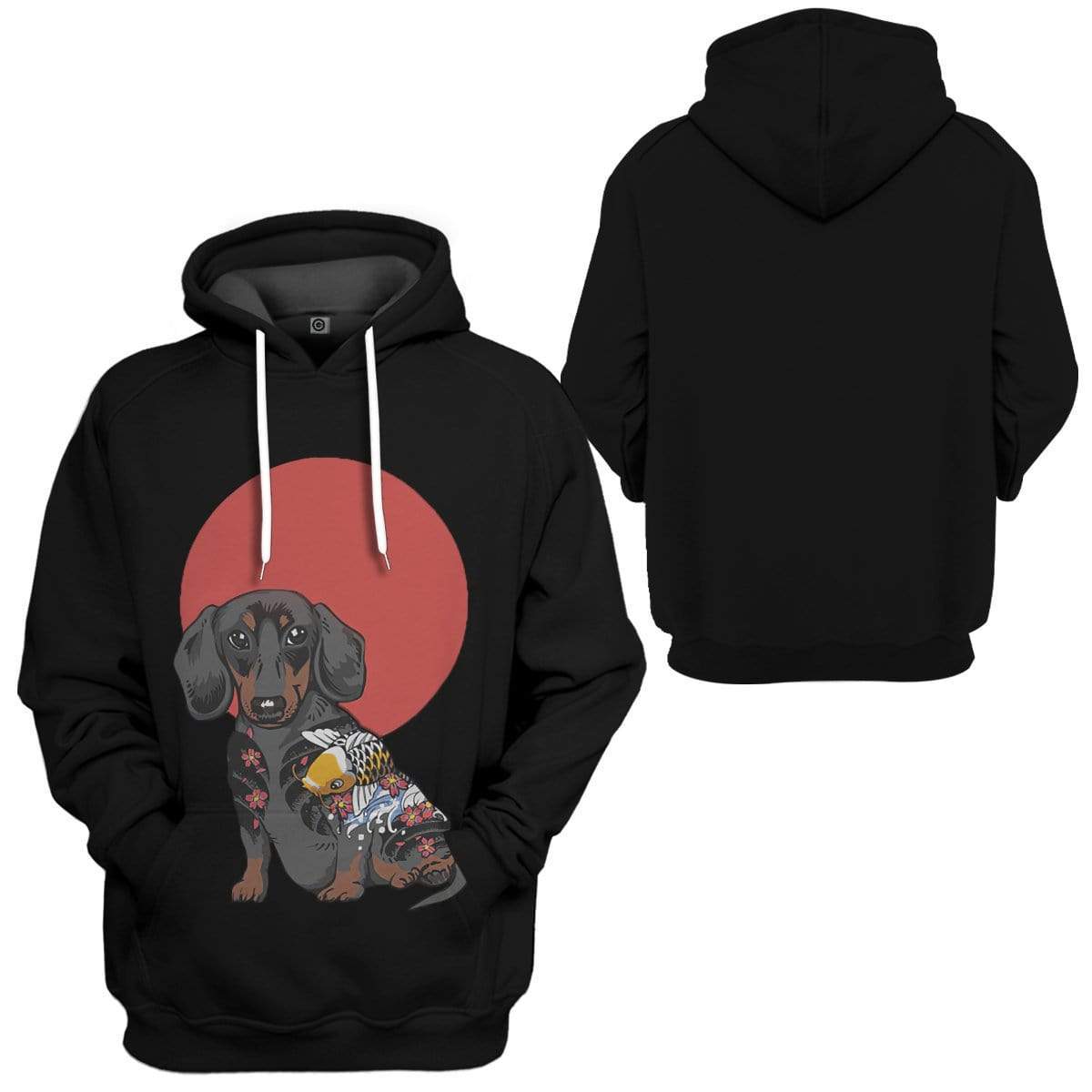 Gearhuman 3D Yakuza Dachshund Custom Hoodie Apparel GN170819 3D Custom Fleece Hoodies