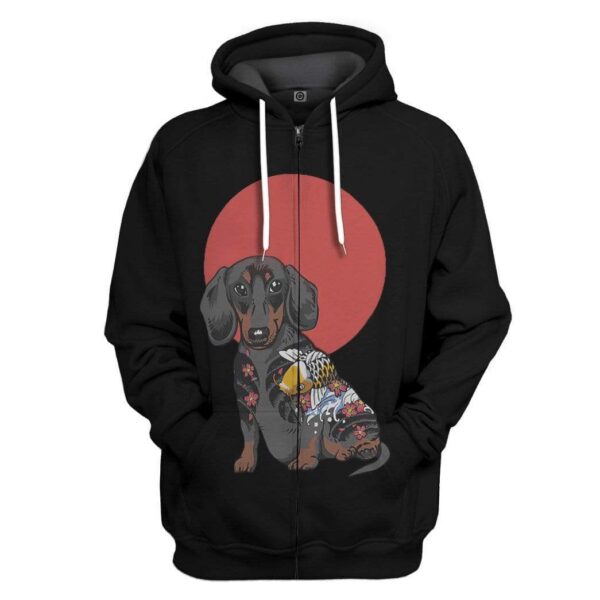 Gearhuman 3D Yakuza Dachshund Custom Hoodie Apparel GN170819 3D Custom Fleece Hoodies Zip Hoodie S
