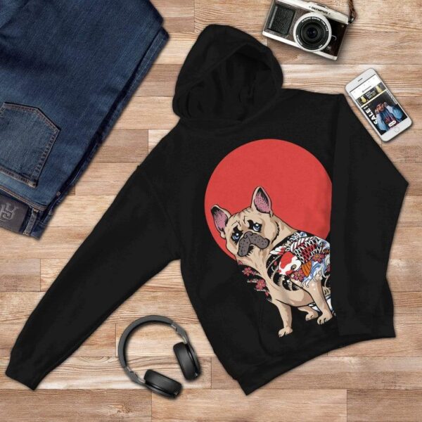 Gearhuman 3D Yakuza French Bull Dog Custom Hoodie Apparel GN17083 3D Custom Fleece Hoodies 