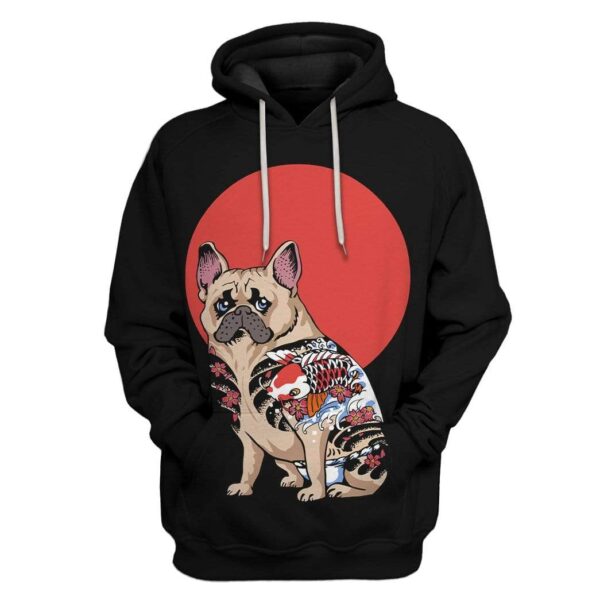 Gearhuman 3D Yakuza French Bull Dog Custom Hoodie Apparel GN17083 3D Custom Fleece Hoodies Hoodie S 