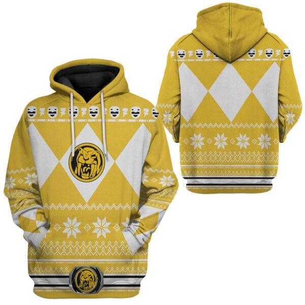 Gearhuman 3D Yellow Power Ranger Custom Tshirt Hoodie Apparel CW291010 3D Apparel 