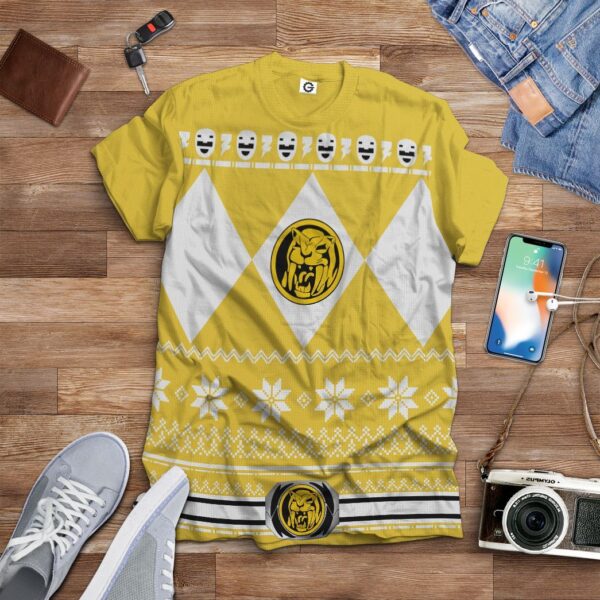 Gearhuman 3D Yellow Power Ranger Custom Tshirt Hoodie Apparel CW291010 3D Apparel 