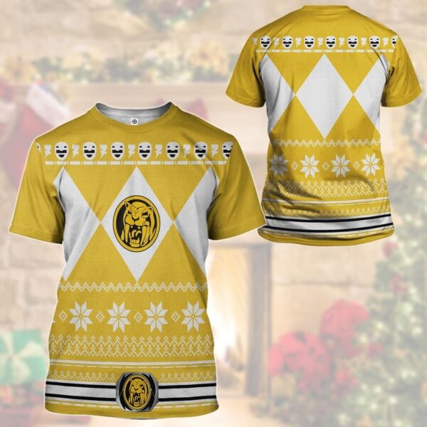 Gearhuman 3D Yellow Power Ranger Custom Tshirt Hoodie Apparel CW291010 3D Apparel 