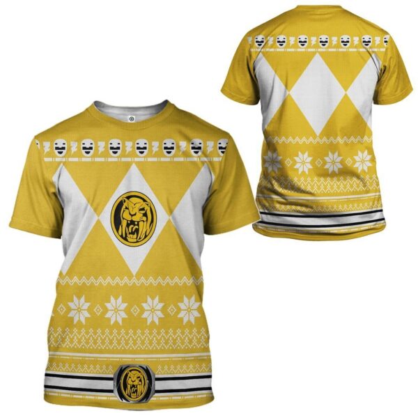 Gearhuman 3D Yellow Power Ranger Custom Tshirt Hoodie Apparel CW291010 3D Apparel 