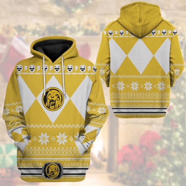 Gearhuman 3D Yellow Power Ranger Custom Tshirt Hoodie Apparel CW291010 3D Apparel 