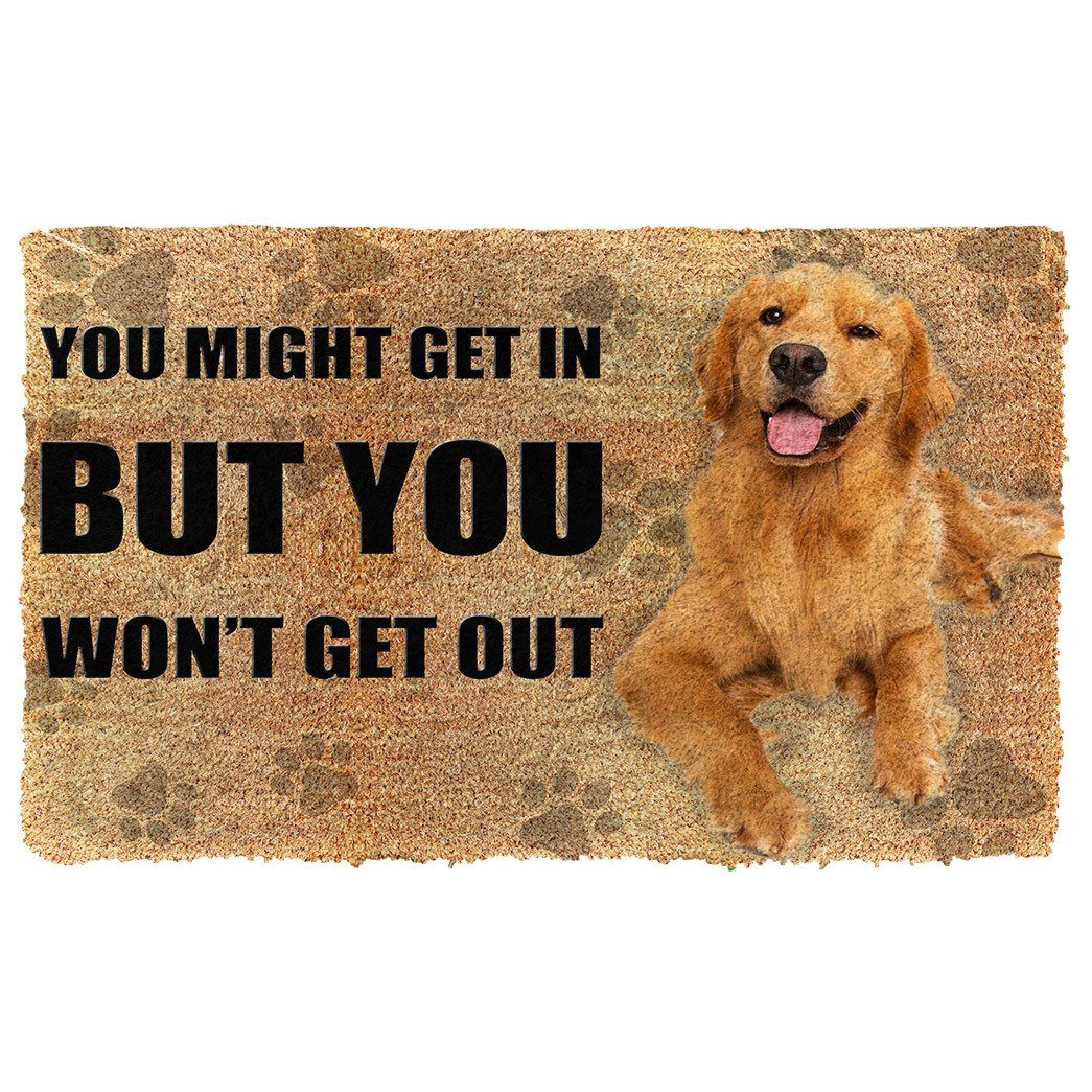 Gearhuman 3D You Might Get In Golden Retriever Custom Doormat GB20014 Doormat Doormat S(15,8''x23,6'')