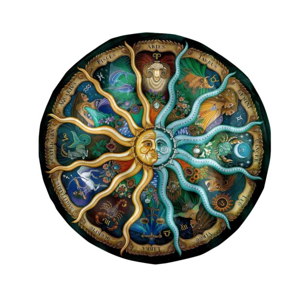 Gearhumans 3D 12 Astrology Zodiac Signs Custom Round Beach Towel GS30062117 Round Beach Towel Round Beach Towel FS 