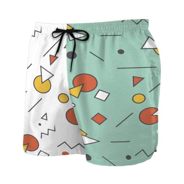 Gearhumans 3D 80s Style Memphis Pattern Green and White Custom Beach Shorts Swim Trunks GS03076 Men Shorts