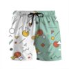 Gearhumans 3D 80s Style Memphis Pattern Green and White Custom Beach Shorts Swim Trunks GS03076 Men Shorts Men Shorts S