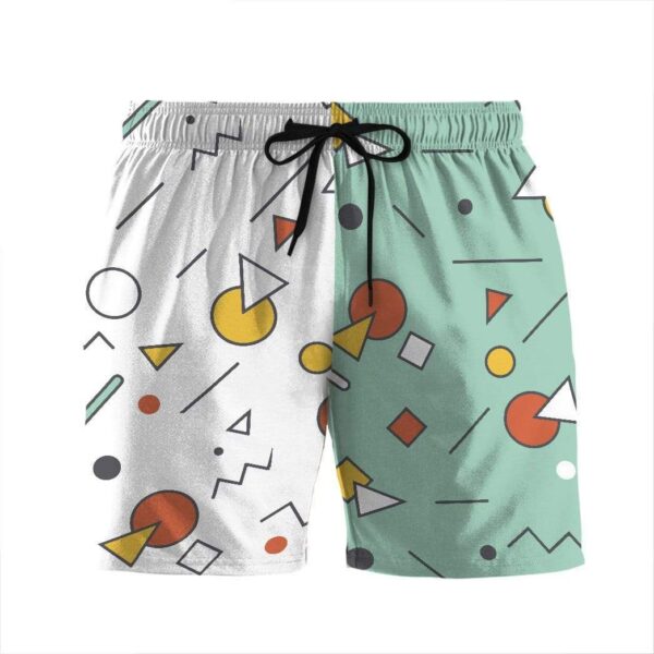 Gearhumans 3D 80s Style Memphis Pattern Green and White Custom Beach Shorts Swim Trunks GS03076 Men Shorts Men Shorts S
