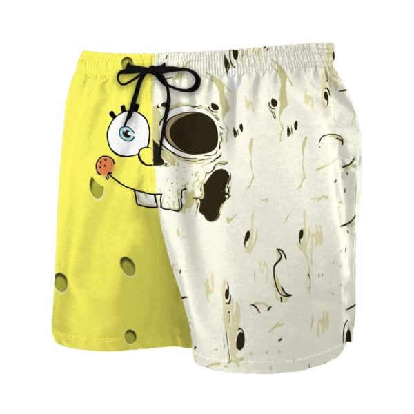 Gearhumans 3D A Half Of Face SpongeBob SquarePants Custom Summer Beach Shorts Swim Trunks GV19068 Men Shorts