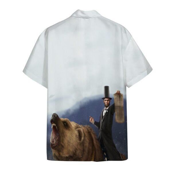Gearhumans 3D Abe Lincoln Riding a Grizzly Bear Custom Short Sleeve Shirt GW3006214 Hawai Shirt