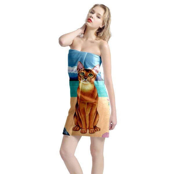Gearhumans 3D Abyssinian Cat Custom Beach Towel GW1105215 Towel