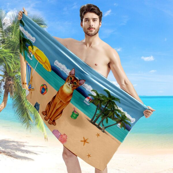 Gearhumans 3D Abyssinian Cat Custom Beach Towel GW1105215 Towel