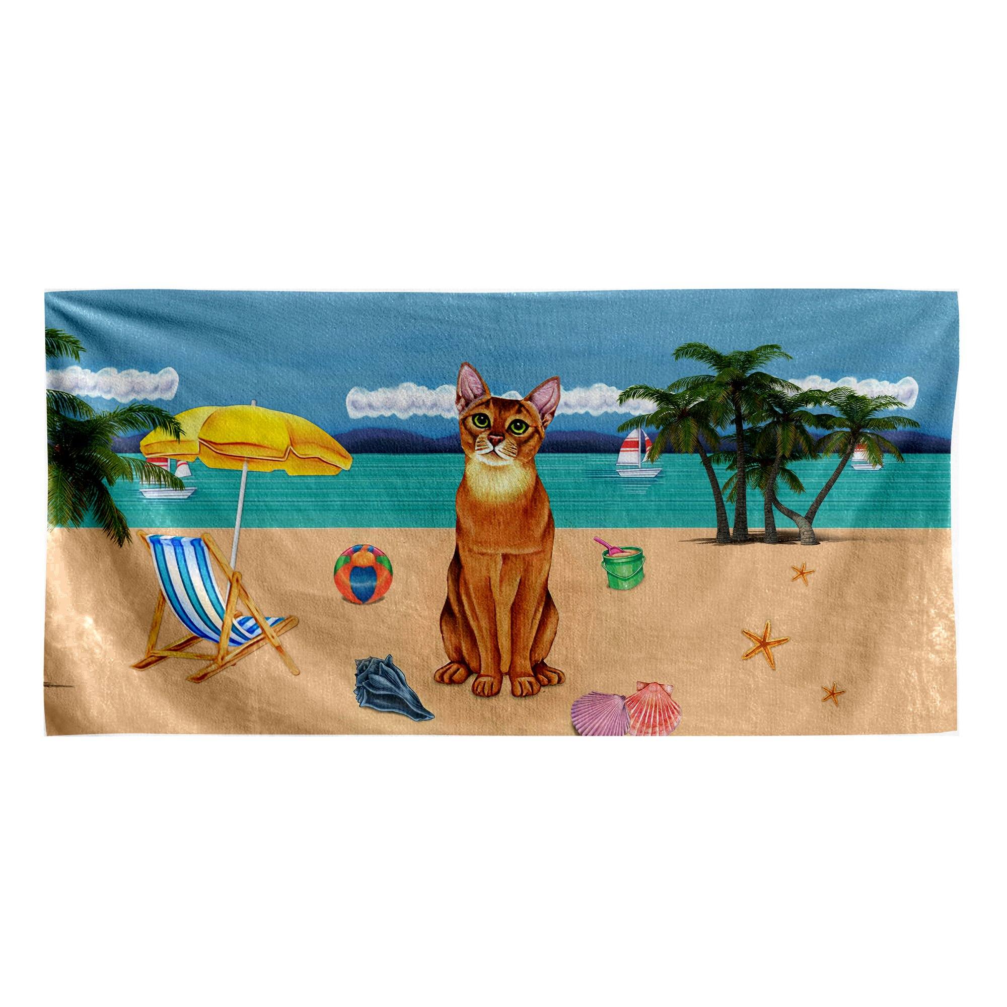 Gearhumans 3D Abyssinian Cat Custom Beach Towel GW1105215 Towel Towel 60''x30''
