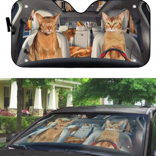 gearhumans 3D Abyssinian Cat Custom Car Auto Sunshade GL06082 Auto Sunshade