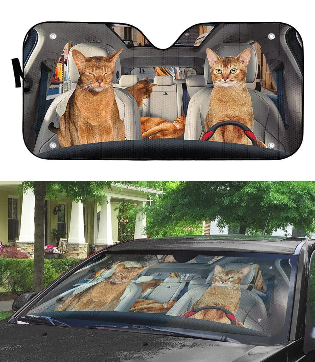 gearhumans 3D Abyssinian Cat Custom Car Auto Sunshade GL06082 Auto Sunshade